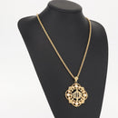 Christian Dior Pearl Emblem Necklace metal Gold Tone Auth 161155V-21