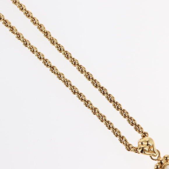 Christian Dior Pearl Emblem Necklace metal Gold Tone Auth 161155V