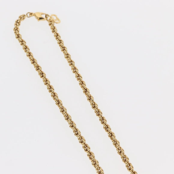 Christian Dior Pearl Emblem Necklace metal Gold Tone Auth 161155V