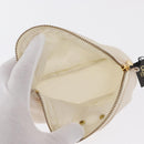 CELINE Circle Pouch Nylon Handkerchief Set White Gold Auth 161157-10