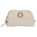 CELINE Circle Pouch Nylon Handkerchief Set White Gold Auth 161157-2