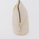 CELINE Circle Pouch Nylon Handkerchief Set White Gold Auth 161157-4