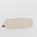 CELINE Circle Pouch Nylon Handkerchief Set White Gold Auth 161157-6
