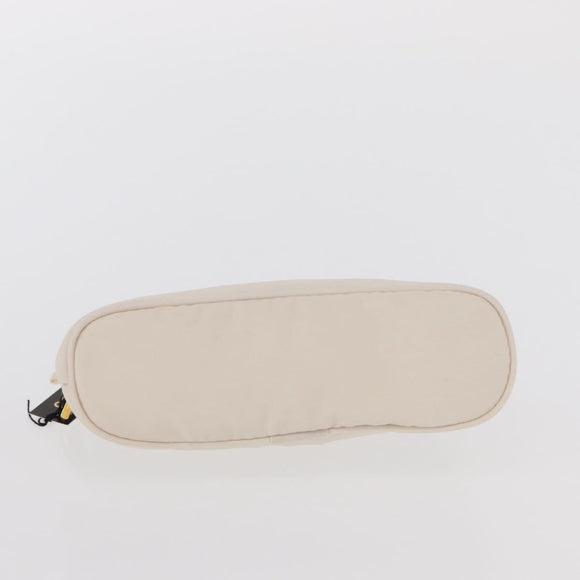 CELINE Circle Pouch Nylon Handkerchief Set White Gold Auth 161157