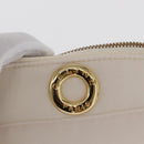 CELINE Circle Pouch Nylon Handkerchief Set White Gold Auth 161157-8