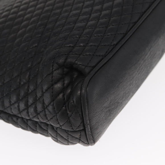 BALLY Chain Shoulder Bag Leather Black Gold Auth 161159