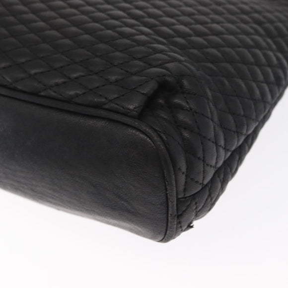 BALLY Chain Shoulder Bag Leather Black Gold Auth 161159