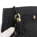 BALLY Chain Shoulder Bag Leather Black Gold Auth 161159-10