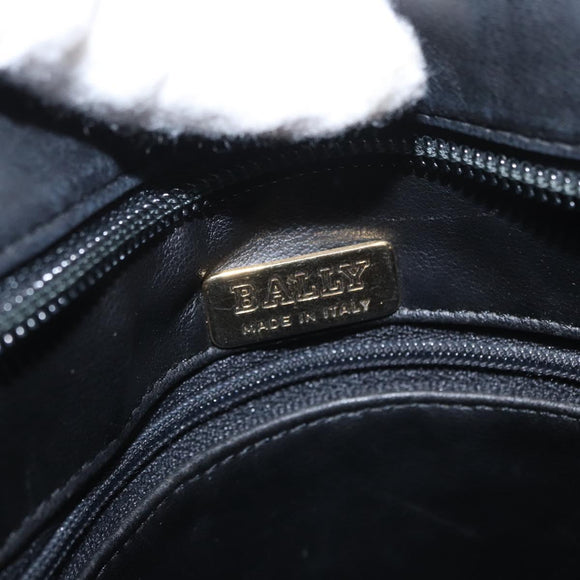 BALLY Chain Shoulder Bag Leather Black Gold Auth 161159