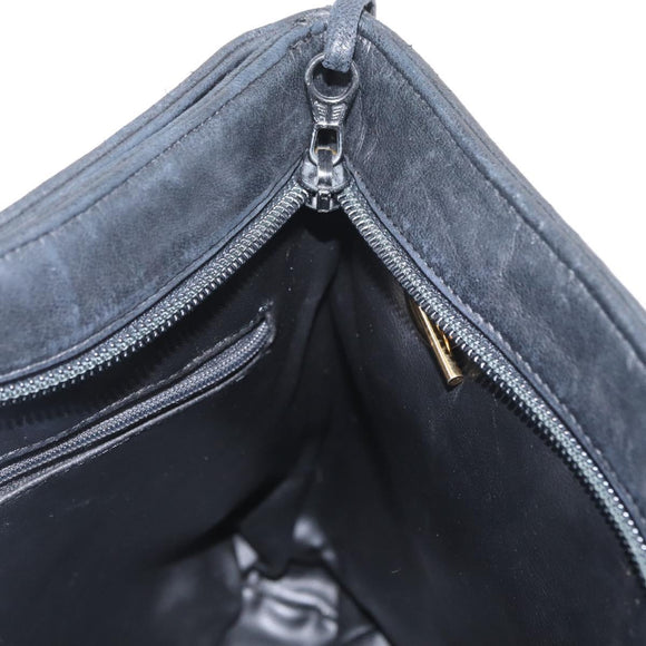 BALLY Chain Shoulder Bag Leather Black Gold Auth 161159