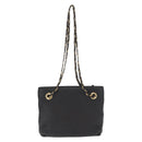BALLY Chain Shoulder Bag Leather Black Gold Auth 161159-2