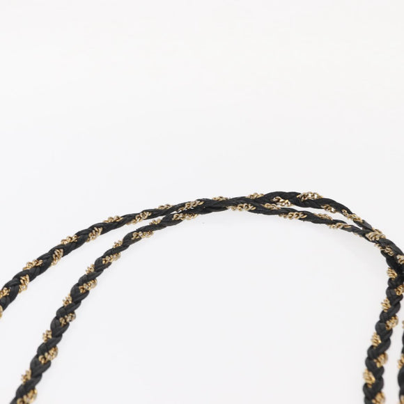 BALLY Chain Shoulder Bag Leather Black Gold Auth 161159