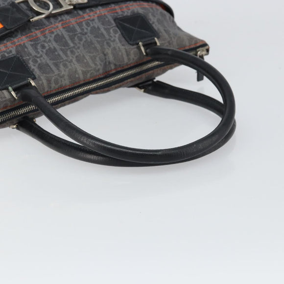 Christian Dior Trotter Canvas Flight line Hand Bag Gray Silver Auth 161160