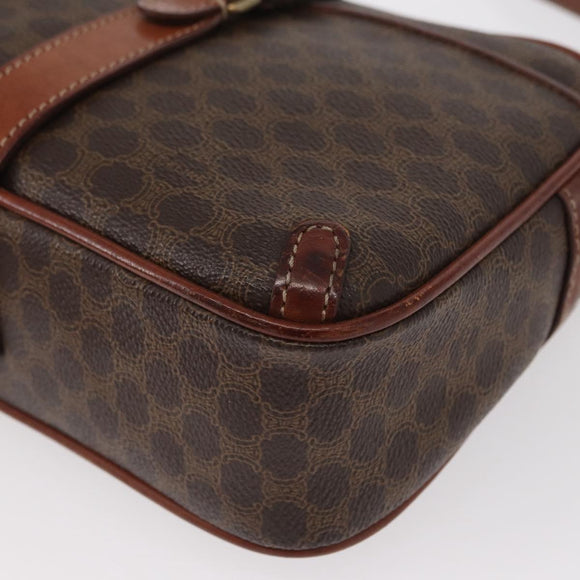 CELINE Macadam Canvas Shoulder Bag PVC Leather Brown Gold Auth 161163