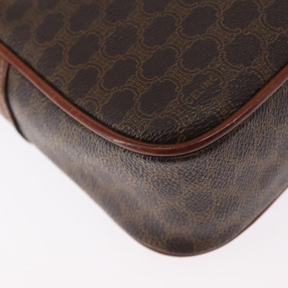CELINE Macadam Canvas Shoulder Bag PVC Leather Brown Gold Auth 161163