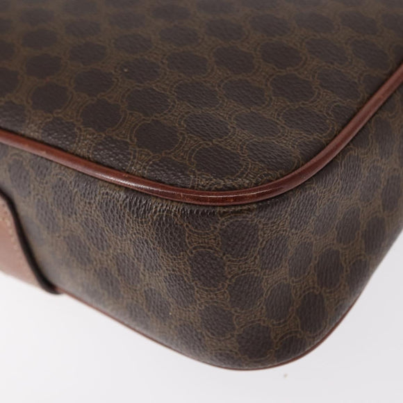 CELINE Macadam Canvas Shoulder Bag PVC Leather Brown Gold Auth 161163