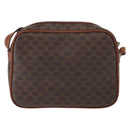 CELINE Macadam Canvas Shoulder Bag PVC Leather Brown Gold Auth 161163-2