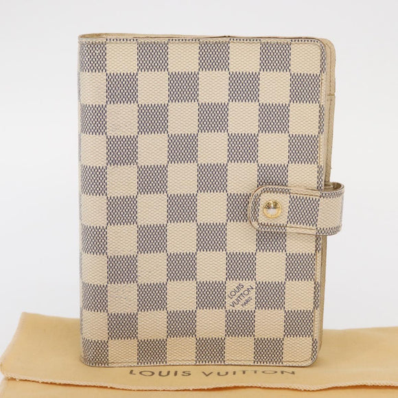LOUIS VUITTON Damier Azur Agenda MM Day Planner Cover R20707 LV Auth 161167