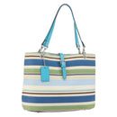 BURBERRY Tote Bag Canvas Blue Silver Auth 161168-1