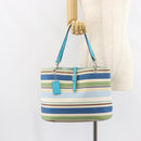 BURBERRY Tote Bag Canvas Blue Silver Auth 161168-21