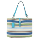 BURBERRY Tote Bag Canvas Blue Silver Auth 161168-13