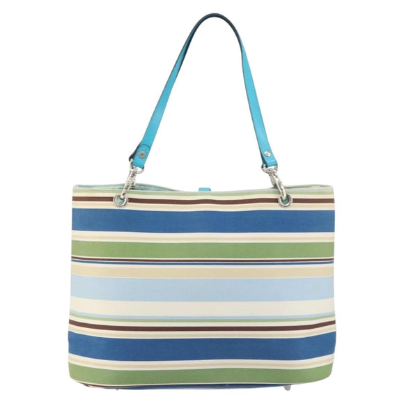 BURBERRY Tote Bag Canvas Blue Silver Auth 161168