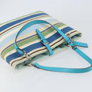 BURBERRY Tote Bag Canvas Blue Silver Auth 161168-6