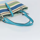 BURBERRY Tote Bag Canvas Blue Silver Auth 161168-7