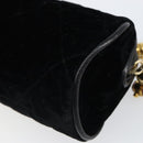 CHANEL Matelasse Pouch Velor Black Gold CC Auth 161194V-15