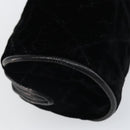 CHANEL Matelasse Pouch Velor Black Gold CC Auth 161194V-16