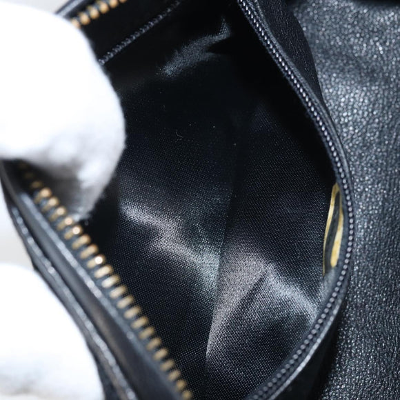 CHANEL Matelasse Pouch Velor Black Gold CC Auth 161194V