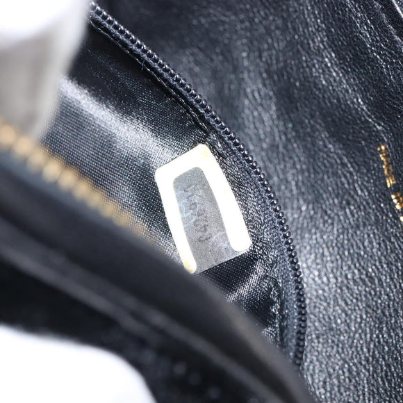 CHANEL Matelasse Pouch Velor Black Gold CC Auth 161194V