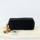 CHANEL Matelasse Pouch Velor Black Gold CC Auth 161194V-12