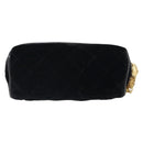 CHANEL Matelasse Pouch Velor Black Gold CC Auth 161194V-2