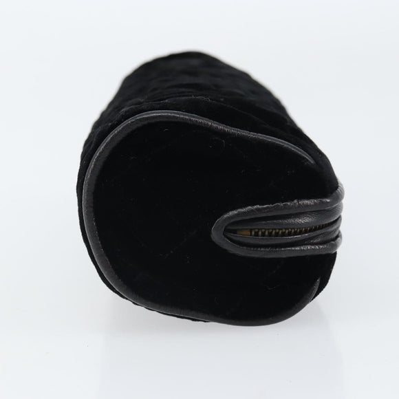 CHANEL Matelasse Pouch Velor Black Gold CC Auth 161194V