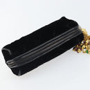 CHANEL Matelasse Pouch Velor Black Gold CC Auth 161194V-5