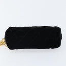 CHANEL Matelasse Pouch Velor Black Gold CC Auth 161194V-6