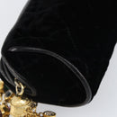 CHANEL Matelasse Pouch Velor Black Gold CC Auth 161194V-14