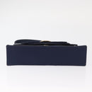 Christian Dior Hand Bag Satin Navy Gold Auth 161195-5
