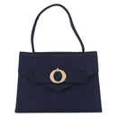 Christian Dior Hand Bag Satin Navy Gold Auth 161195-13