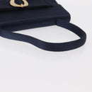 Christian Dior Hand Bag Satin Navy Gold Auth 161195-7