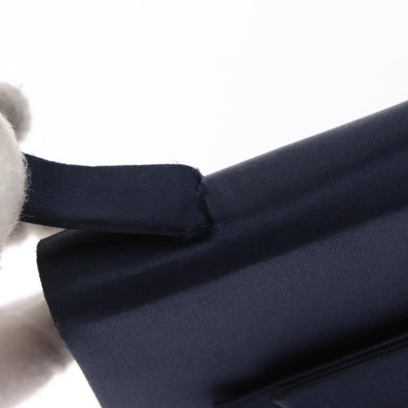 Christian Dior Hand Bag Satin Navy Gold Auth 161195