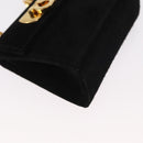 Salvatore Ferragamo Gancini Chain Shoulder Pouch Suede Black Gold Auth 161208-9