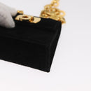 Salvatore Ferragamo Gancini Chain Shoulder Pouch Suede Black Gold Auth 161208-14