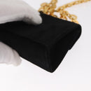 Salvatore Ferragamo Gancini Chain Shoulder Pouch Suede Black Gold Auth 161208-16