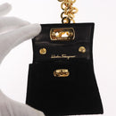 Salvatore Ferragamo Gancini Chain Shoulder Pouch Suede Black Gold Auth 161208-10