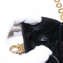 Salvatore Ferragamo Gancini Chain Shoulder Pouch Suede Black Gold Auth 161208-19