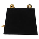 Salvatore Ferragamo Gancini Chain Shoulder Pouch Suede Black Gold Auth 161208-2
