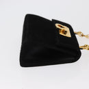 Salvatore Ferragamo Gancini Chain Shoulder Pouch Suede Black Gold Auth 161208-3