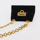 Salvatore Ferragamo Gancini Chain Shoulder Pouch Suede Black Gold Auth 161208-6